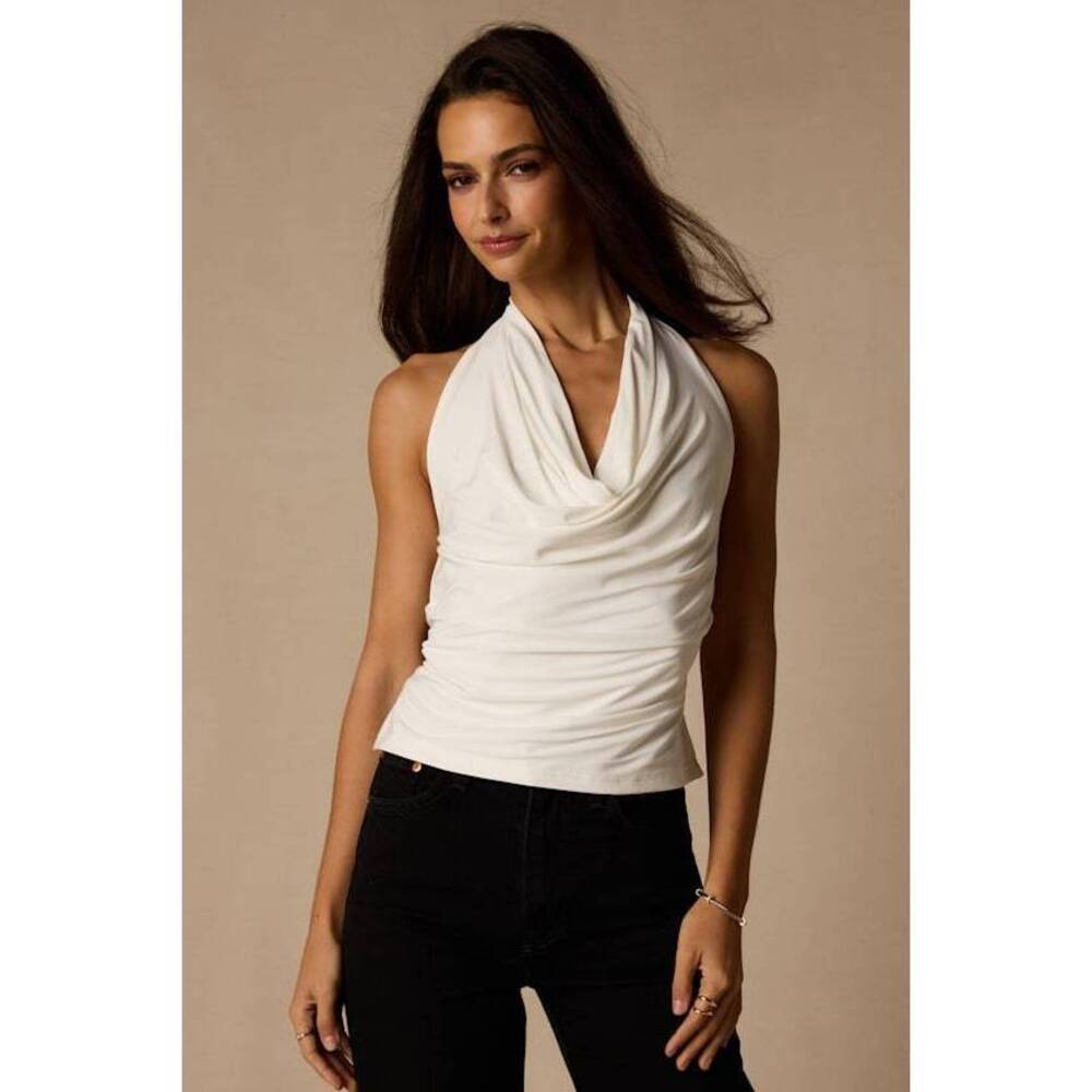 Lulus Luz Ivory Cowl Neck Backless Top White - Size S